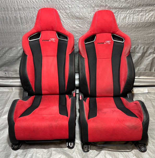2017-2021 FK8 Honda Civic Type R Front Bucket Seats / Red Suede / Pair