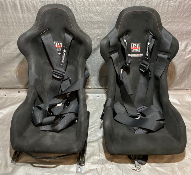 Pair of Buddy Club P1 Racing Bucket Seats w/ Renegade Willans 6pt Harnesses / Pair / USED